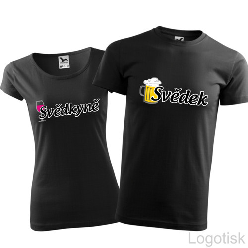 Trička SVĚDEK a SVĚDKYNĚ pivko a vínko