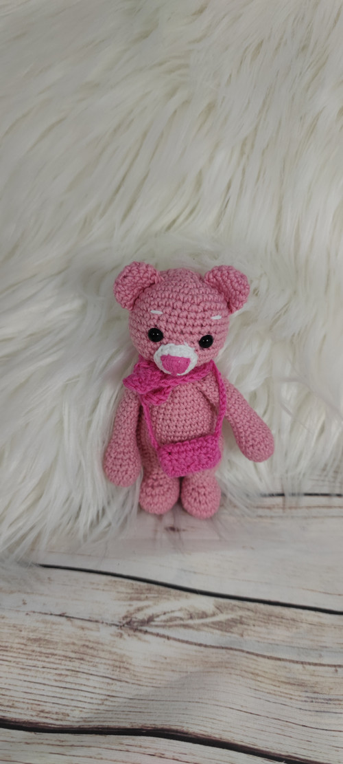Medvídek s brašničkou růžový 13cm