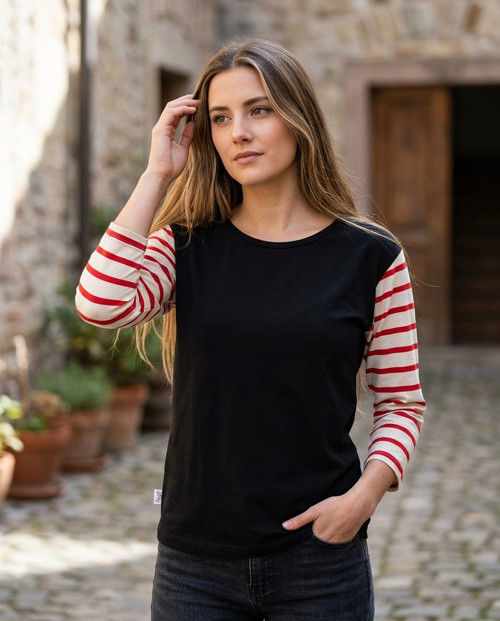 ČERNÉ S PROUŽKY (L/XL) - dámské tričko