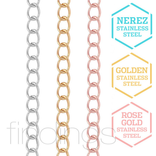 Řetízek TWIST 4x3mm / Ocel původní / 50 cm