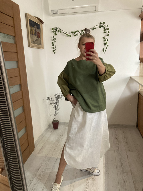 Sukňa Linen- voľný štýl /CREAM/
