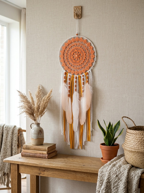 Lapač zlých snů Oranžová holubice 20 x 60 cm