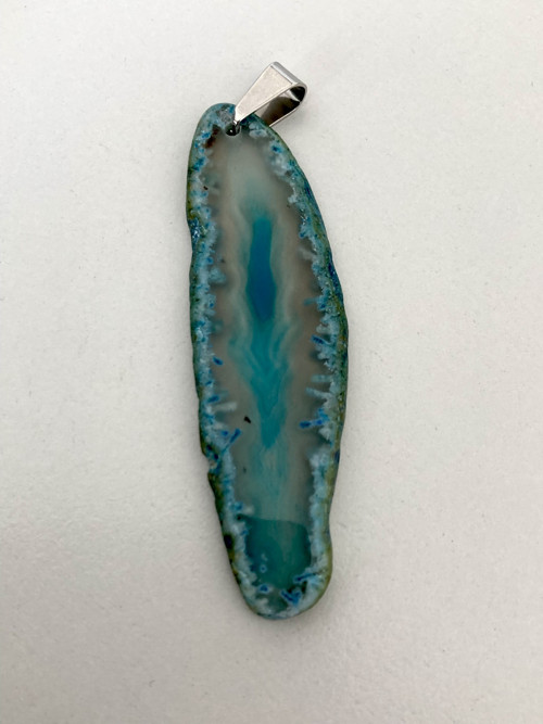 ACHÁT plátek, velký minerál 63x42x6 mm, vrtaný TOP