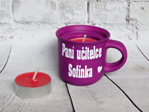 Svícen hrníček pro paní učitelku