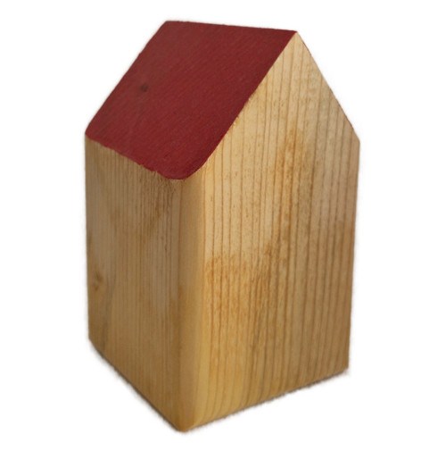 Dřevěný domeček - s červenou střechou - 12 cm