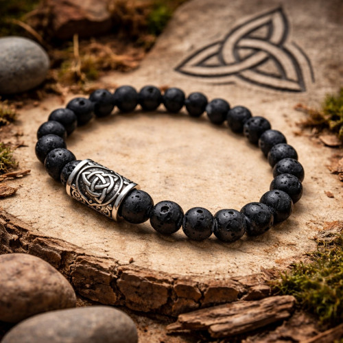 Pánský náramek Triquetra – Síla země v lávě