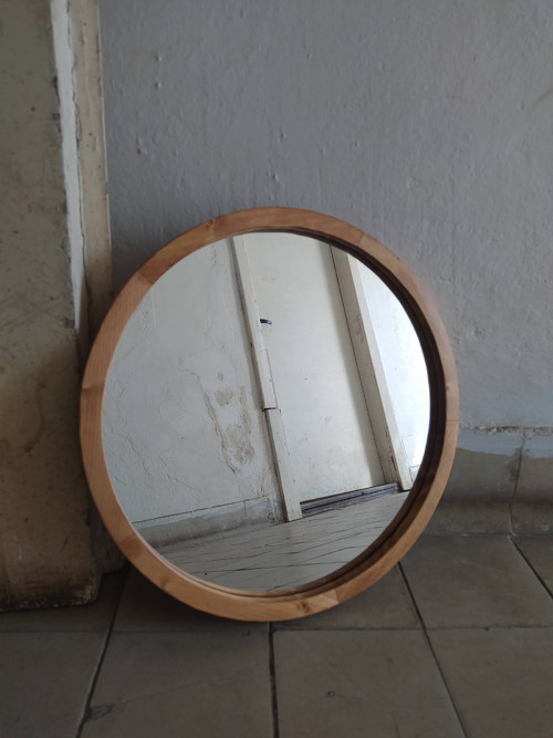 Dřevěné kulaté zrcadlo 40cm