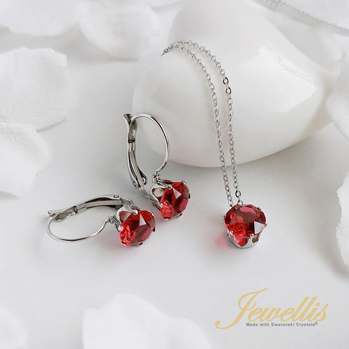 Ocelová sada s krystaly Swarovski - Scarlet