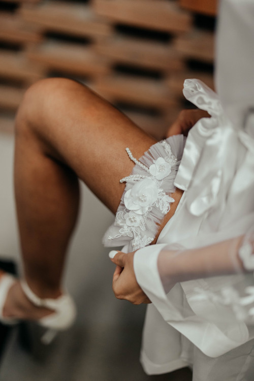 Luxusní podvazek Mademoiselle s perličkami