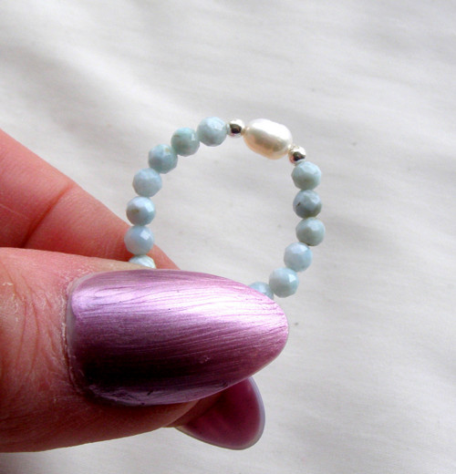 BROUŠENÝ LARIMAR 0.33*PERLA*Ag*prsten — foto 1