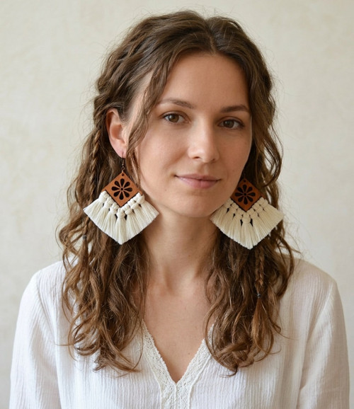 Macramé náušnice - Vivien smetanová