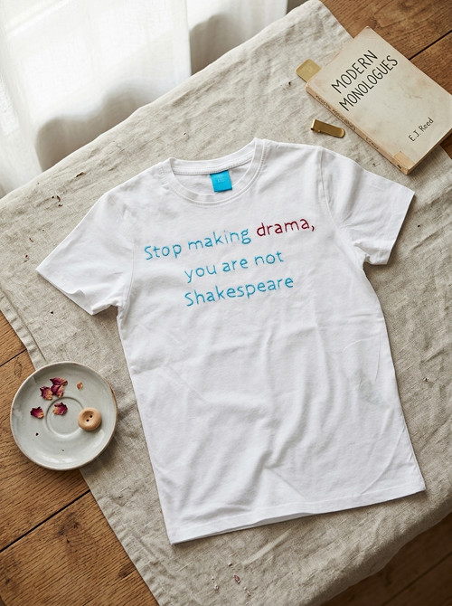 Dětské tričko „Stop Making Drama“ – bílé, 122/128 — foto 1