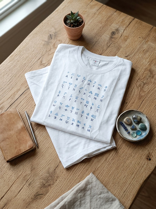 Pánské tričko „Hlaholice a cyrilice“ – bílé, 2XL