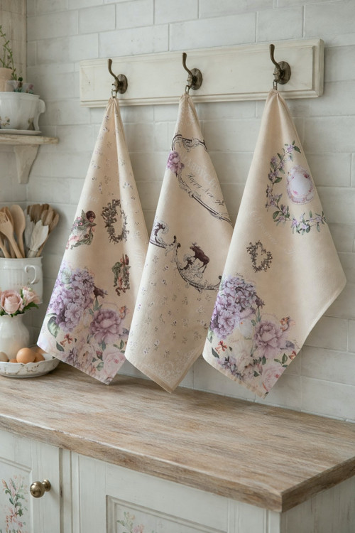Sada vánočních shabby chic utěrek