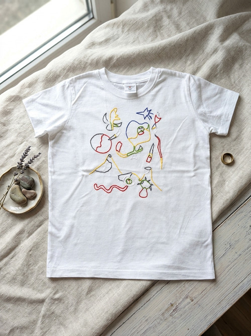 Dětské tričko „Barevný Miró“ – bílé, 146/152 L