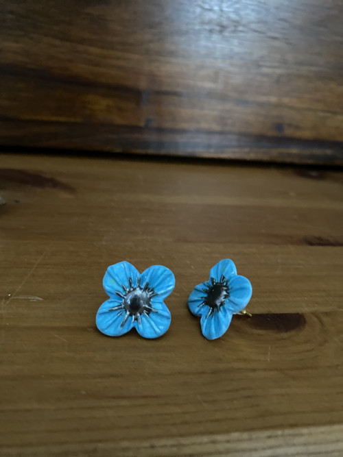 Autorské náušnice porcelánové pomněnky matné