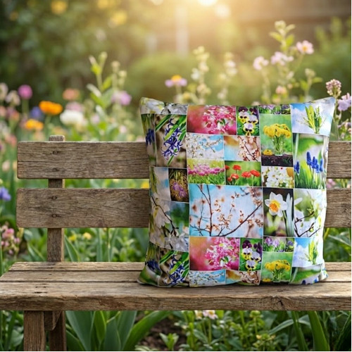 Polštářek Jarní patchwork digitální tisk