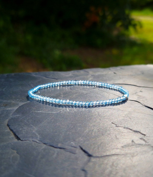 Přírodní nebeský topaz*rondelky*Ag*náramek