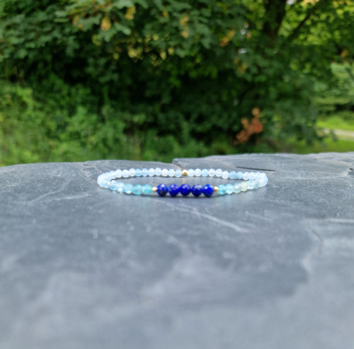 Lapis lazuli*apatit*akvamarín*stříbro*náramek