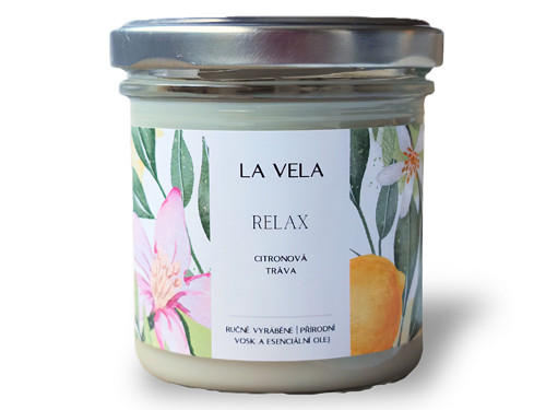 Svíčka Relax s esenciálním olejem citronové trávy