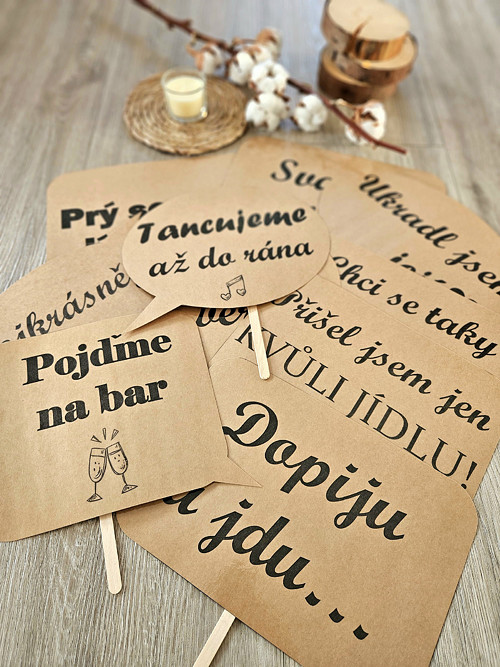 Rekvizity do fotokoutku - přírodní - sada 16 ks