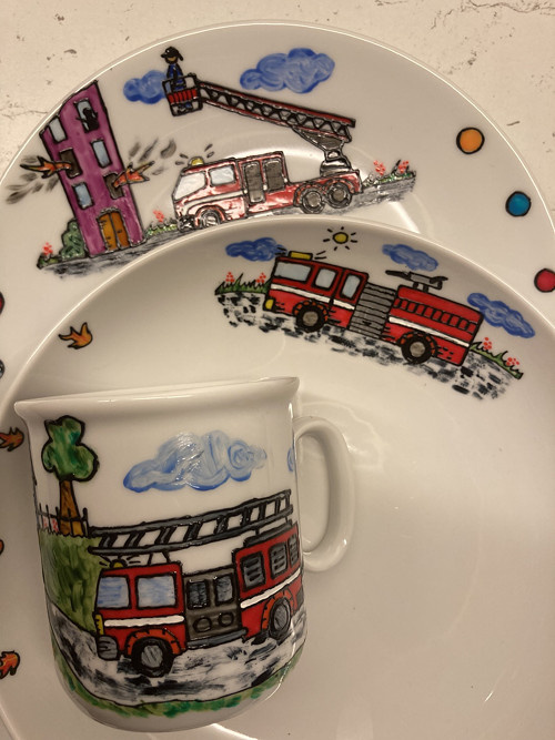 Dětský porcelánový set Hasič