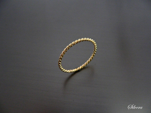Stříbrný 925 pozlacený prsten Tiny Rope