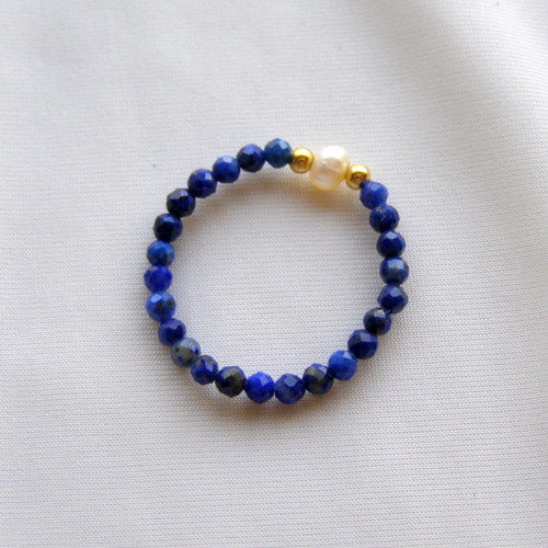 BROUŠENÝ LAPIS LAZULI 0.2*PERLA*AG*prsten