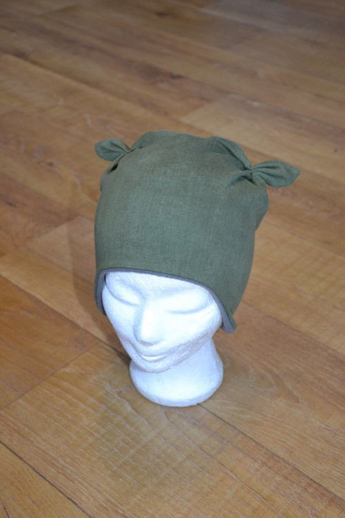 Zimní ušanka "jeans khaki" 49-52cm