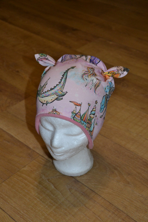 Zimní ušanka "princezna a drak" vel. 49-52/3cm