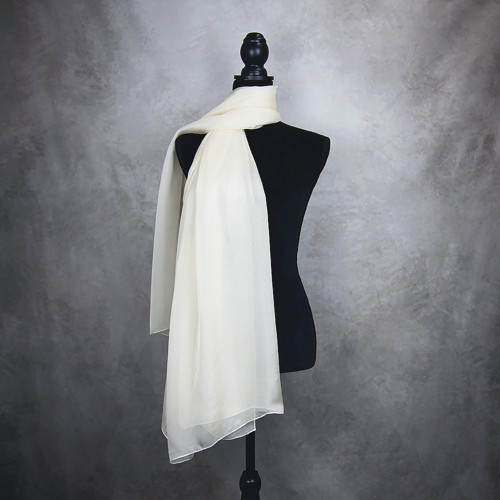 Hodvábny šál BÉŽOVÝ, 180 x 110cm, Handmade