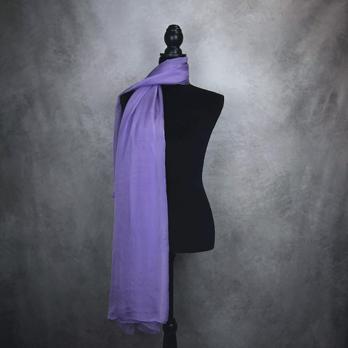 Hodvábny šál SVETLO FIALOVÝ, 180 x 110cm, Handmade
