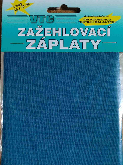 Nažehlovací záplaty 15x20 cm 3 kusy petrolej
