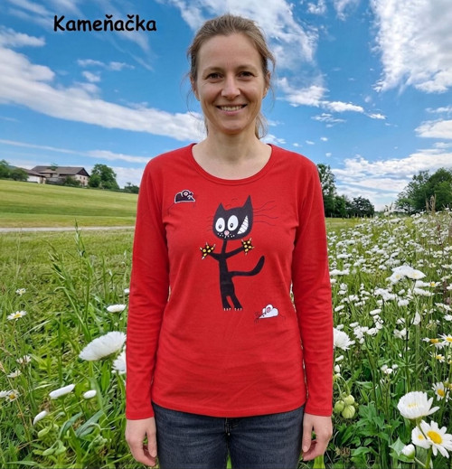 Dámské tričo dl. rukáv s kocourem - kočka