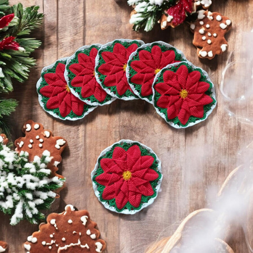 Háčkované 3D podšálky Poinsettia
