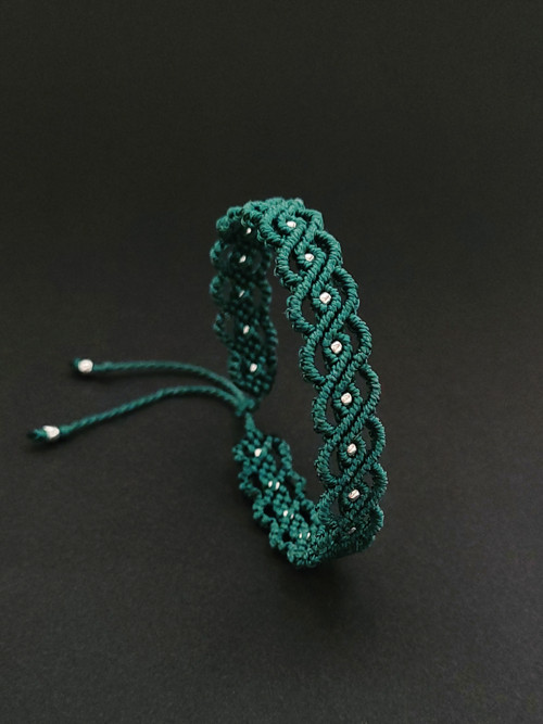 Macramé náramek - zelenomodrý
