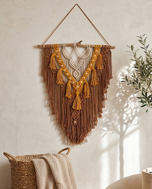 Macramé závěsná dekorace - Cappuccino