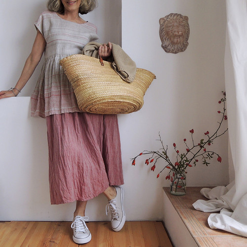KAIA jahodová - sukně len — foto 1