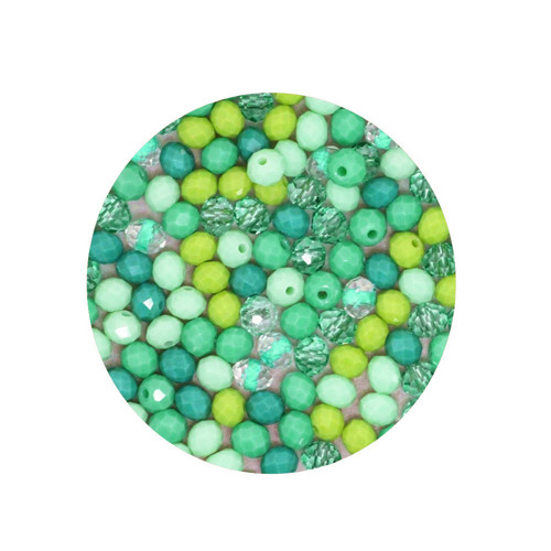 Skleněné broušené rondelky mix zelený 6x5mm, 20ks