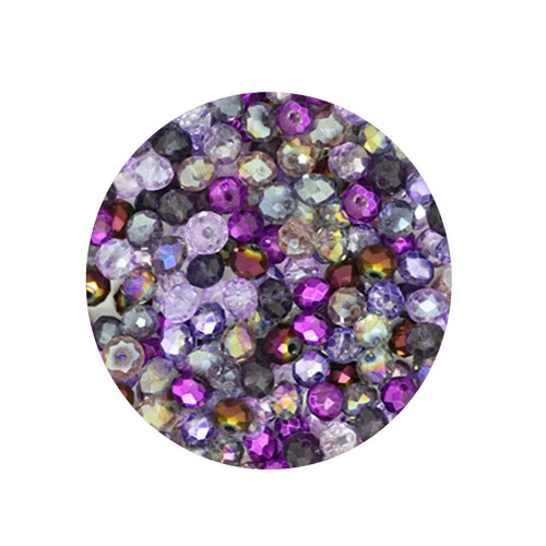Skleněné broušené rondelky mix fialový 6x5mm, 20ks