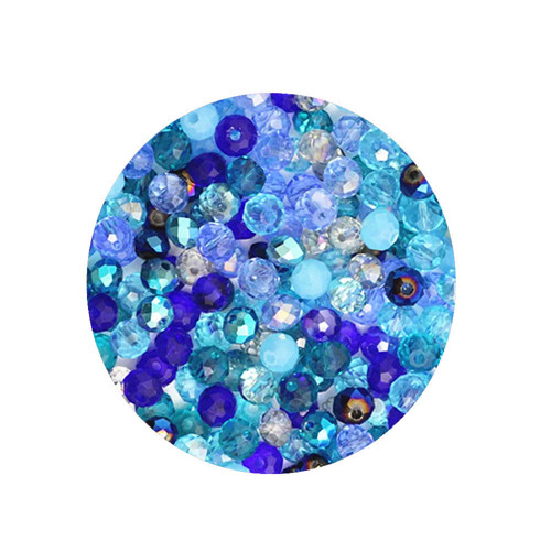 Skleněné broušené rondelky mix modrý 6x5mm, 20ks