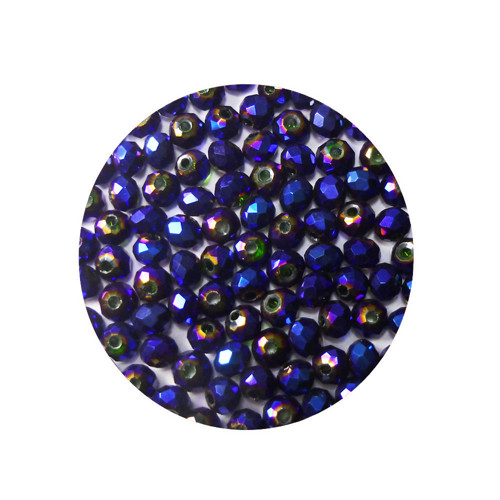 Skleněné broušené rondelky temně modré 6x5mm, 20ks
