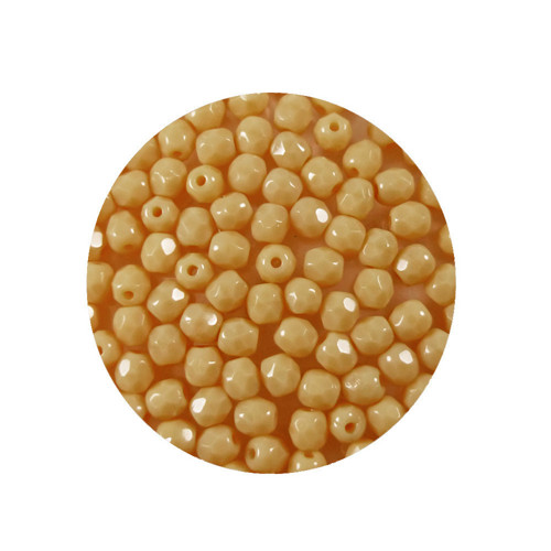Skleněné broušené ohňovky béžové 4mm, 50ks