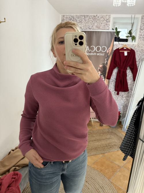 Mikina starorůžová tmavá 3D plastický vzor
