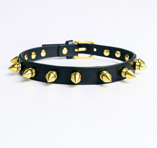 Kožený Choker se zlatými hroty