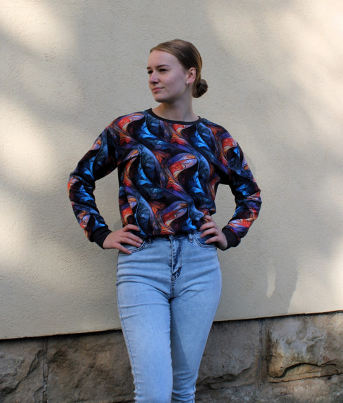 CROP mikina....barevné vlny