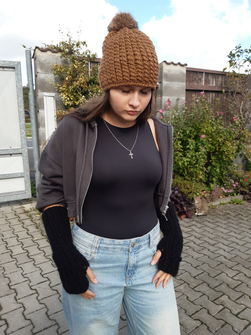 Rukavice/návleky bezprsťáky černé dlouhé