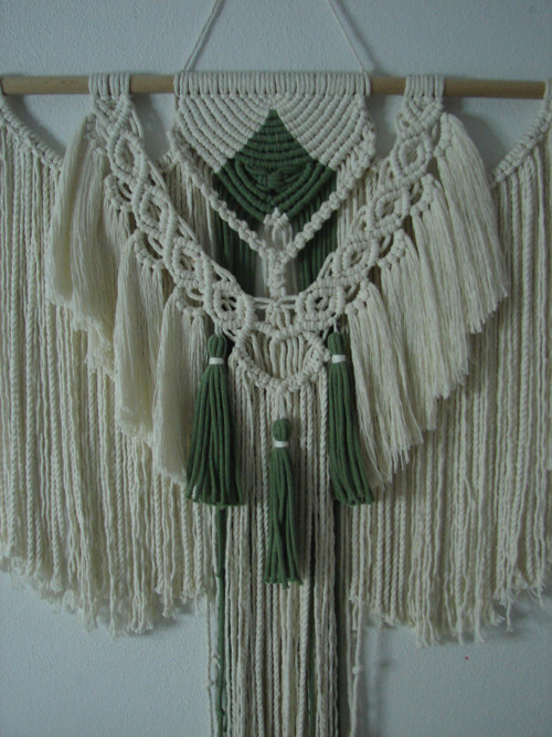 Boho dekorace MACRAME - natural/avokádo — foto 1