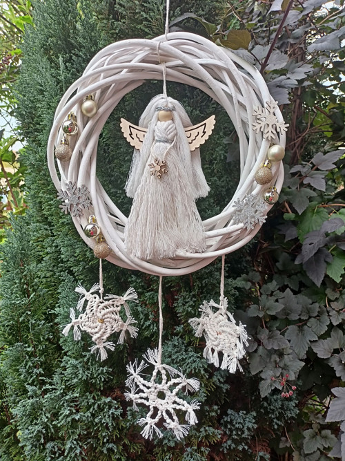 Andělkový adventní věnec na dveře