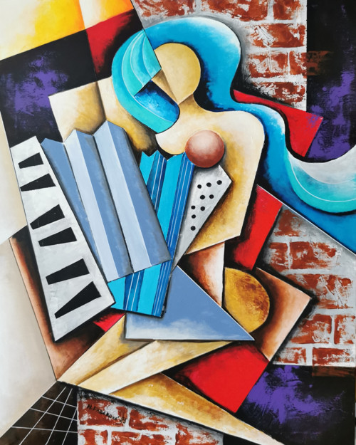 "Žena s harmonikou",80x100